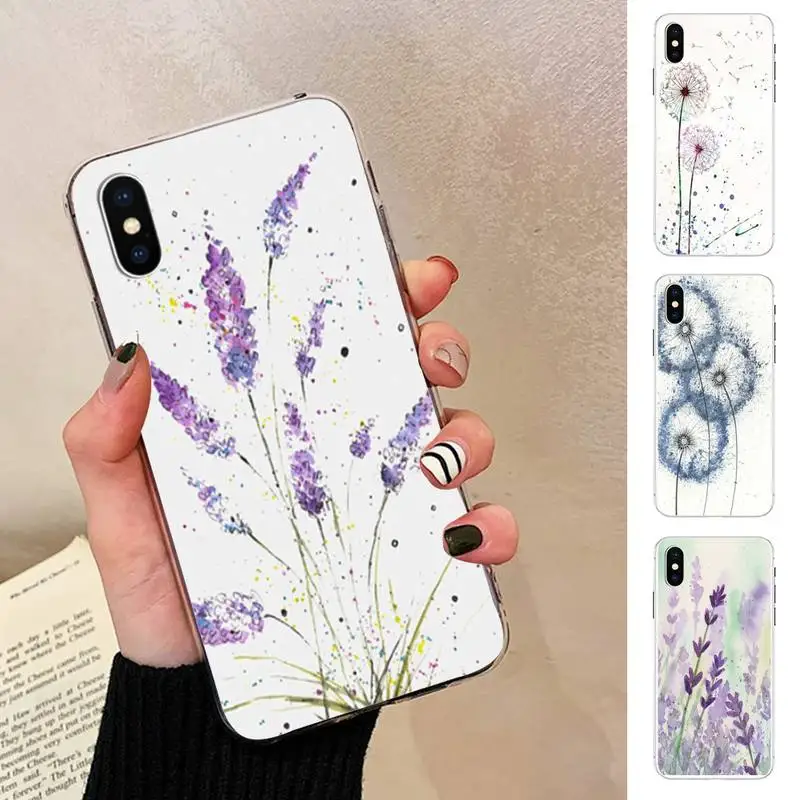 Милый чехол для телефона с акварельным цветком одуванчиком лотосом лавандой IphoneX