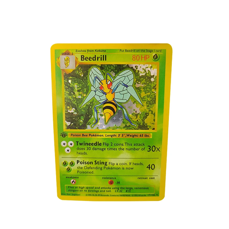 7PCS/Set Anime Pokemon Flash Cards 1996 First Edition Charmander Vulpix Beedrill Tangela Arcanine Dragonair Game Collection Card - купить по