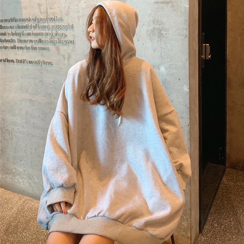 

Harajuku Basic Pullovers Lovely Kawaii Casual Tops O-neck Women's Hooded Sweatshirt Oversize Hoodie Pullovers Long Sleeves L0753
