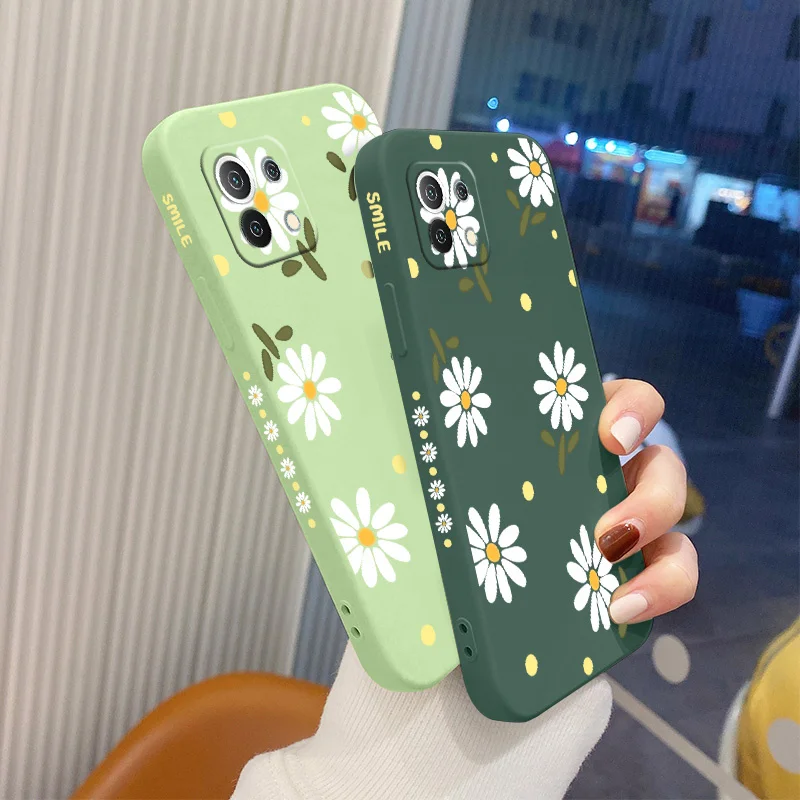 Daisy Liquid Silicone Case For Xiaomi Mi 11 11T 11i 10T 9T Pro Lite 10 10S 9 8 Poco F2 X2 F3 Pro Ultra Thin Phone Cover Case