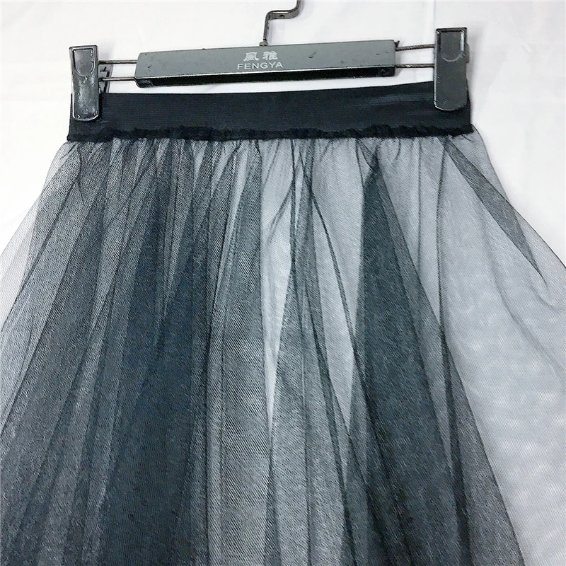 Женская прозрачная сетчатая юбка миди черная длинная пляжная средней длины с