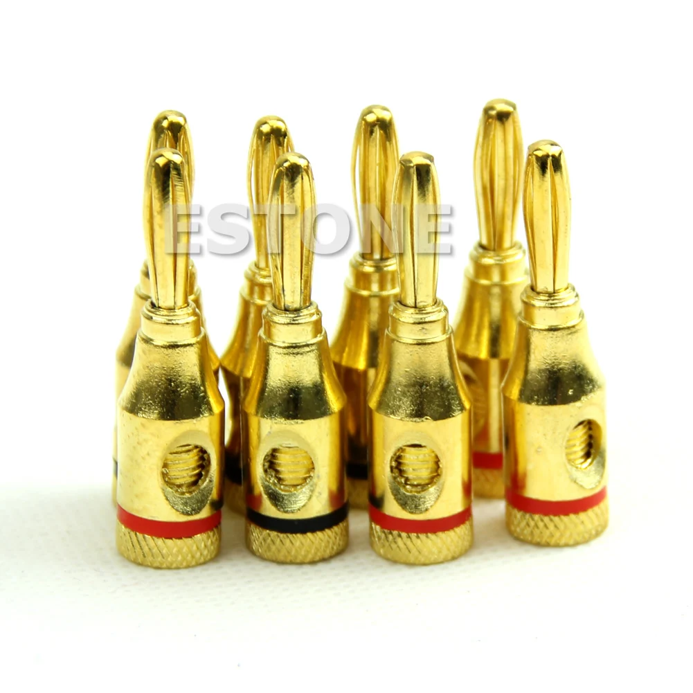 

8X Gold Plated Banana Plug Musical Speaker Cable Wire Screw Metal Connector 4mm