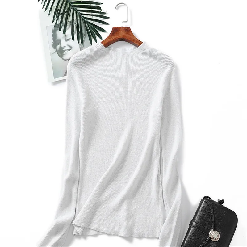 Knitted Women Sweater Solid Pullover Sexy Gold Silver New Round Neck Long Sleeve Autumn Winter Female Casual | Женская одежда