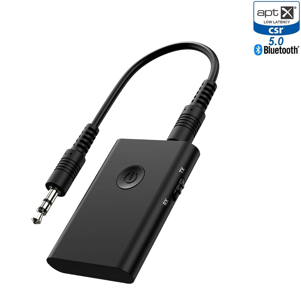 Black Bluetooth 5,0 Aptx с низкой задержкой RCA Aux 3,5 мм стерео аудио передатчик приемник беспроводной музыкальный адаптер для домашнего автомобиля Динамик ТВ - Цвет: Black