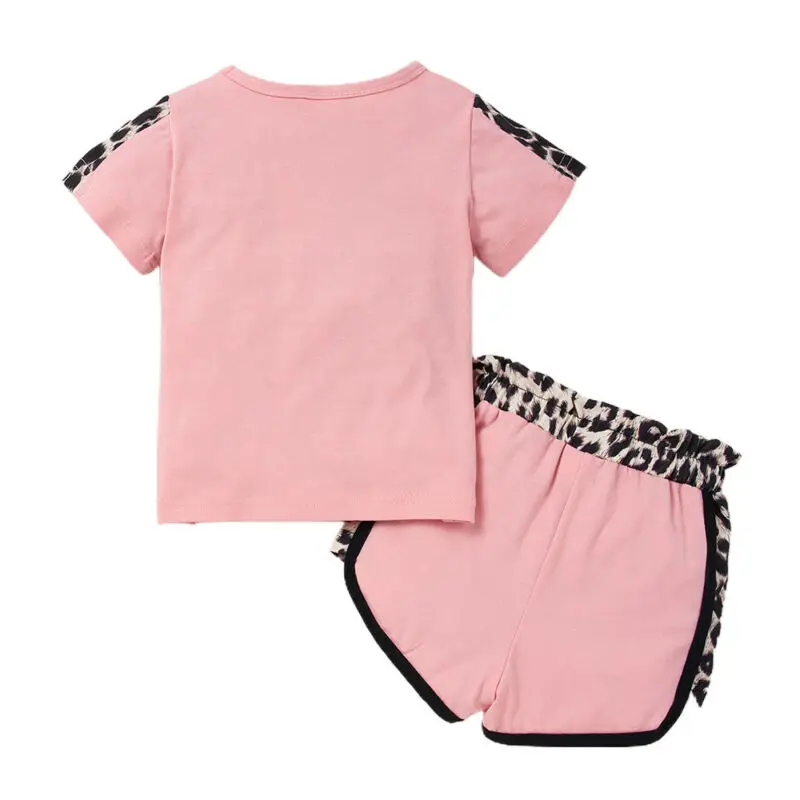 

Kids Toddler Baby Girls Leopard Outfits Clothes T-shirt Tops+Shorts Pants Set