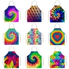 Женский Кухонный Фартук с цветным геометрическим узором, Мужской фартук без рукавов из хлопка и льна, водонепроницаемый фартук для домашнего приготовления пищи