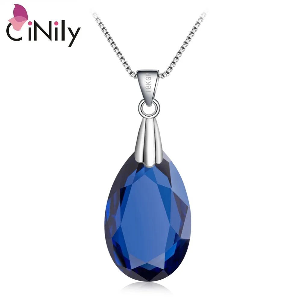 Длинное ожерелье и подвеска CiNily из розового голубого камня цвета белого золота в