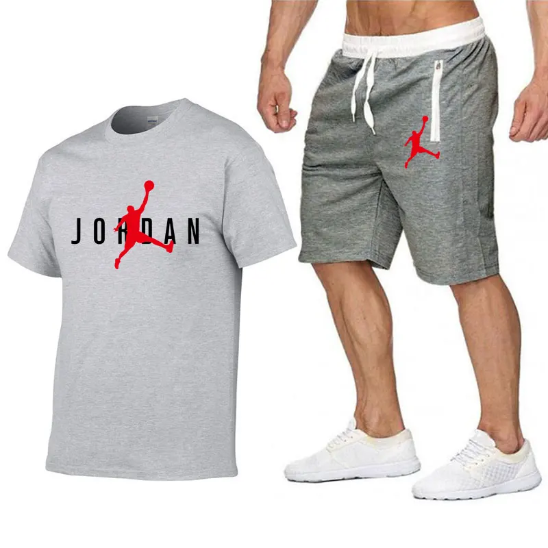 

2021 popular new cotton men's T-shirt + Sports Shorts Set summer high quality cotton T-shirt sports running set