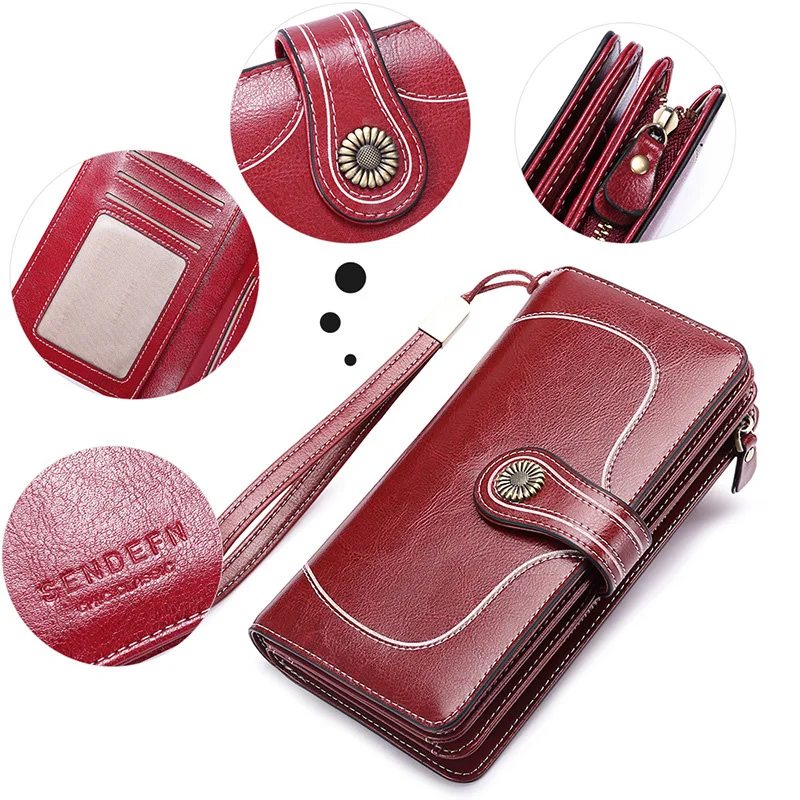 Новые модные длинные женские кошельки из натуральной кожи женский роскошный