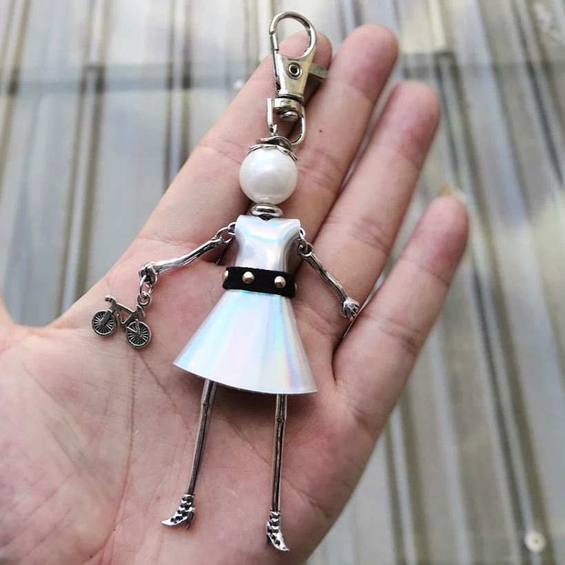 YLWHJJ brand 2019 new women cute doll car keychain Rose red silvers dress handmade key chain fashion statement girls jewelry | Украшения и
