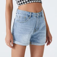 fashion women denim shorts summer high waist rolled denim shorts hot pants