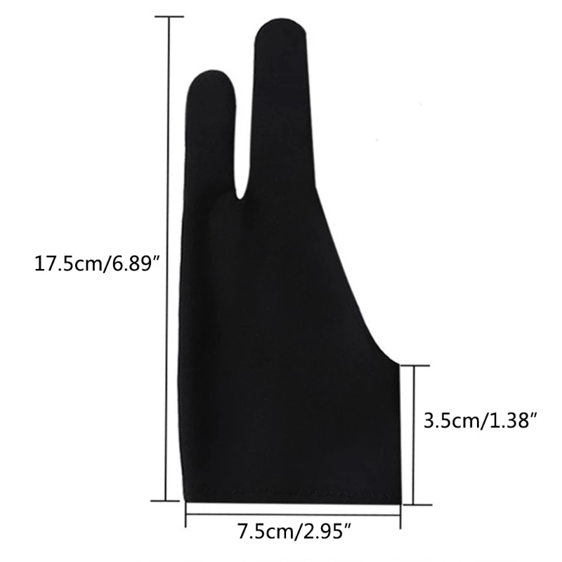 

1 Pair Two Fingers Anti-Fouling Artist Gloves for Any Graphics Drawing Tablet Reduces Friction Paper Sketching Left Right Hand