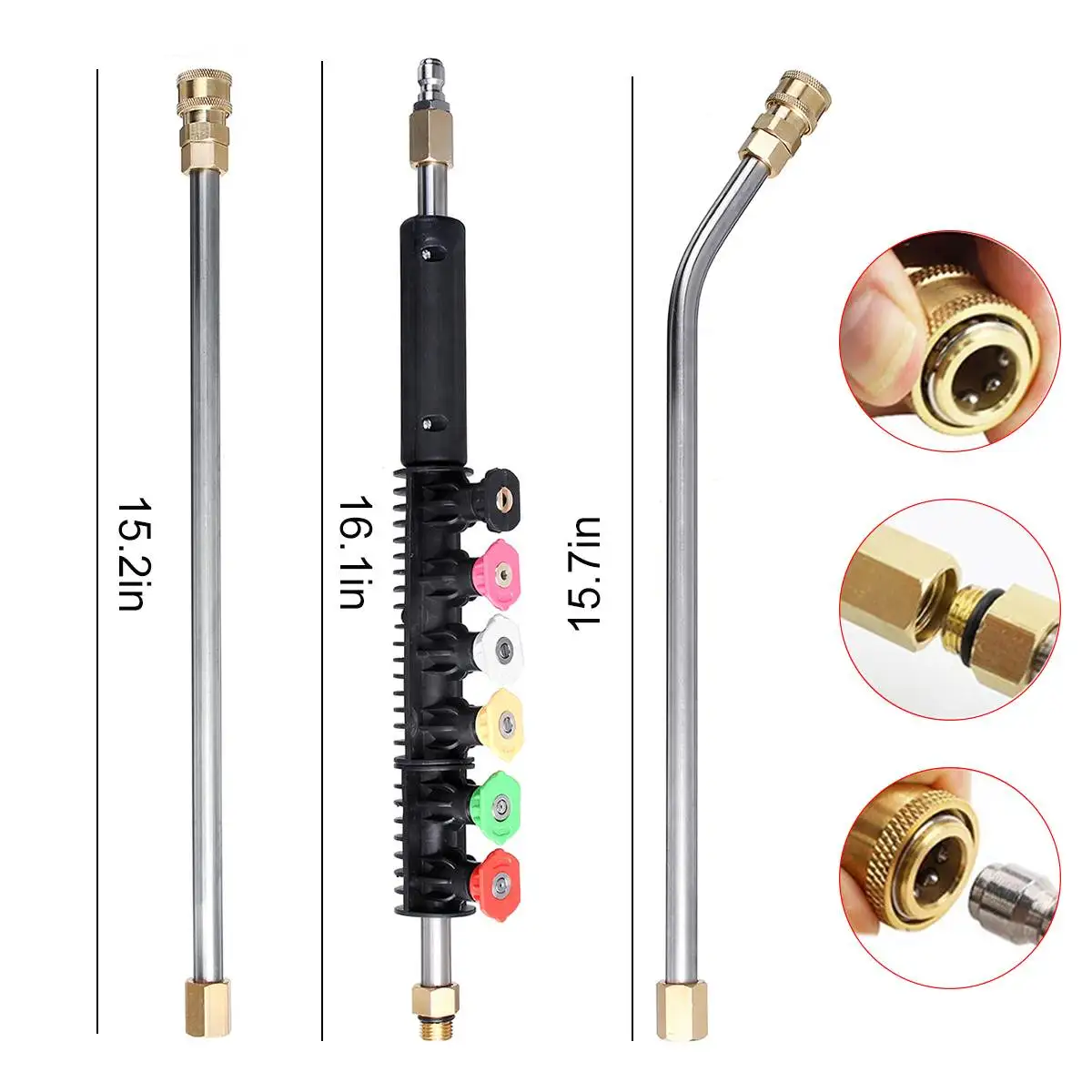 

13Pcs/Set 4000PSI Pressure Water Gun Extented Wand Garden Water Jet Washer tool with 6 Spray Nozzle Tips 1/4" Quick Connect