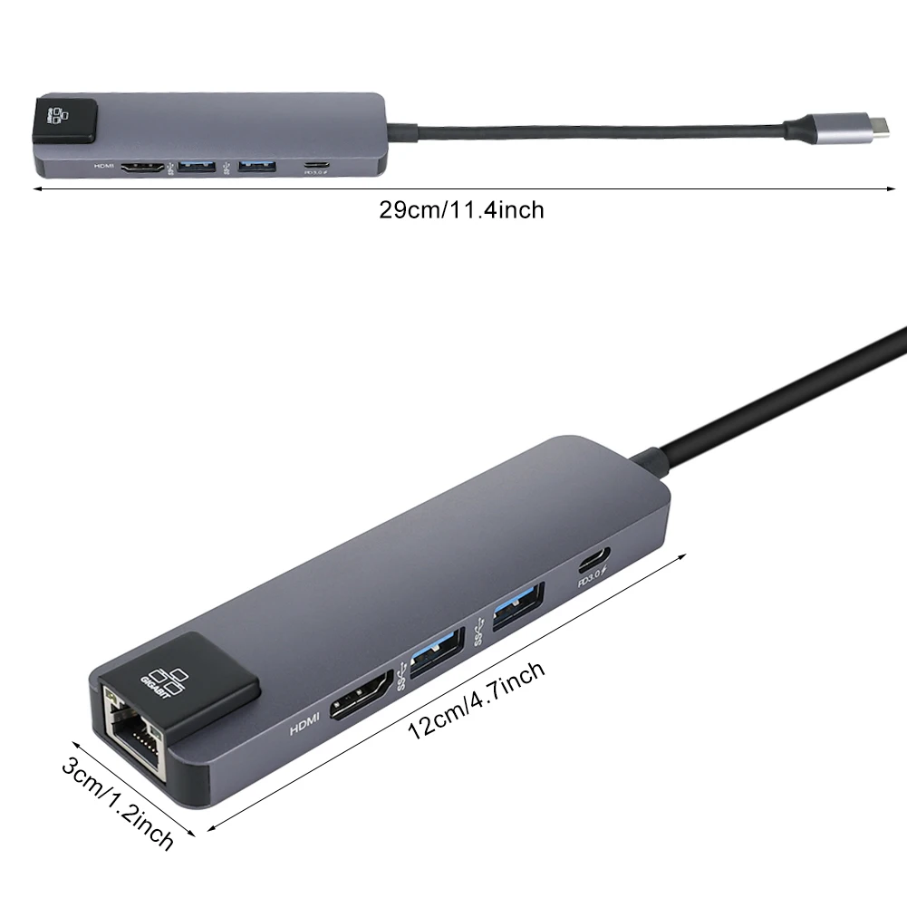 Концентратор USB C 4K HDMI 2 3 0 зарядное устройство PD гигабитный Ethernet Rj45 Lan для MacBook Pro 13/15