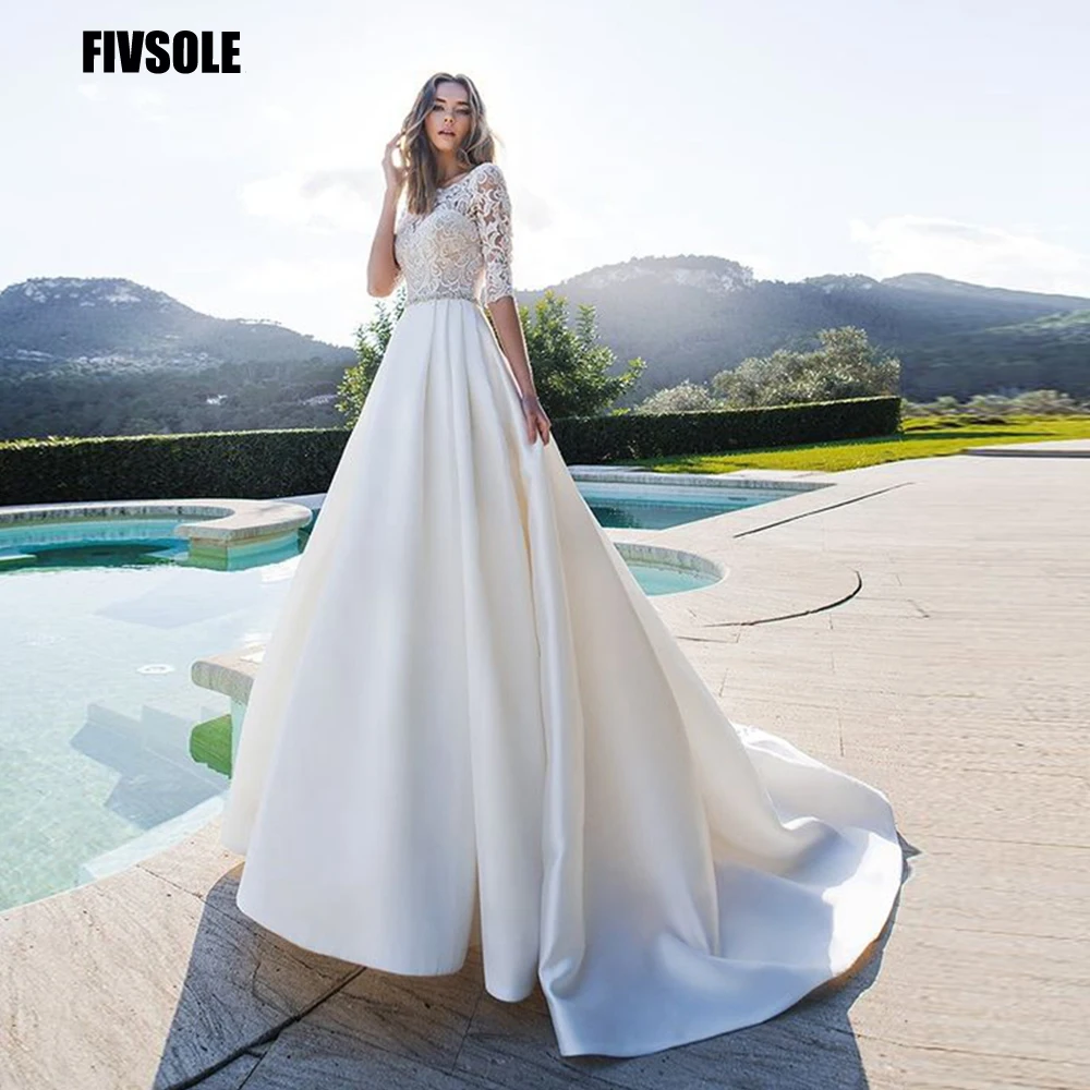 

Fivsole Gorgeous Appliques Robe De Mariage Ball Gown Princess Wedding Dress 2022 Elegant Long Sleeves Buttons Vintage Bride Gown