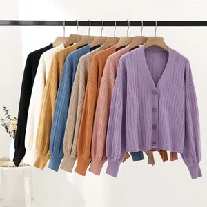 Оверсайз с v-образным вырезом, однотонный свободный толстый свитер, кардиган, куртка, пальто, новый женский свитер, шикарный Свободный кардиган, куртка, пальто, верхняя одежда, Топ
