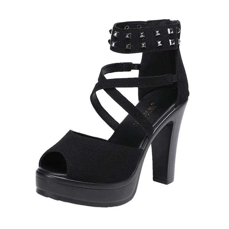 

Ankle Rivet Women Dance Shoes Gladiator Female Sandals Platform Shoes High Heels Ladies Wedding Shoes Big Size Office Sandals