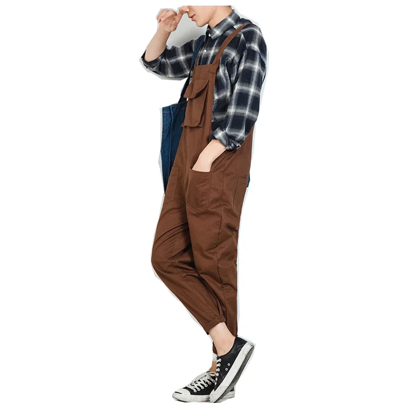 2021 Youth Men's Overalls Overalls Loose Cotton Large Pockets Casual Footwear Overalls Overalls Jumpsuits