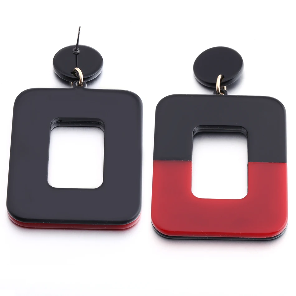 Женские серьги подвески с цветными блоками длинные висячие эффектные ювелирные