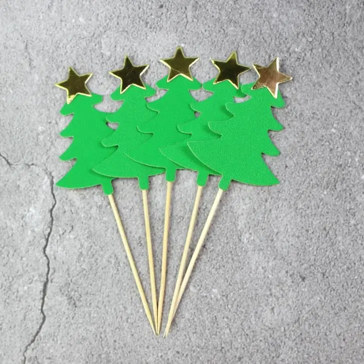 5 шт./компл. милые Лазерная Рождественская елка со звездой вечерние Для капкейка