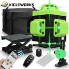 Мощный лазерный уровень, самонивелирующийся 4D 16-линейный зеленый лазер с вращением на 360 градусов, горизонтальным и вертикальным перекрестным управлением через приложение, европейской вилкой