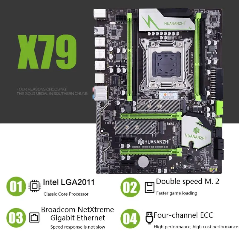 Huananzhi X79 материнская плата LGA2011 ATX USB3.0 SATA3 PCI-E NVME M.2 SSD Поддержка REG ECC память и процессор Xeon E5