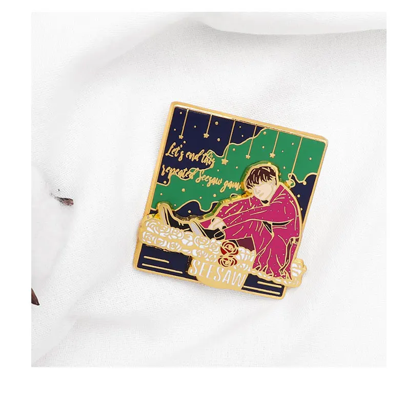 1 шт KPOP Bangtan Pin Seesaw Броши Let's End This Sepeated Seesaw игровые значки движущиеся комбинированные брошь, эмалированный штифт ювелирные изделия подарок