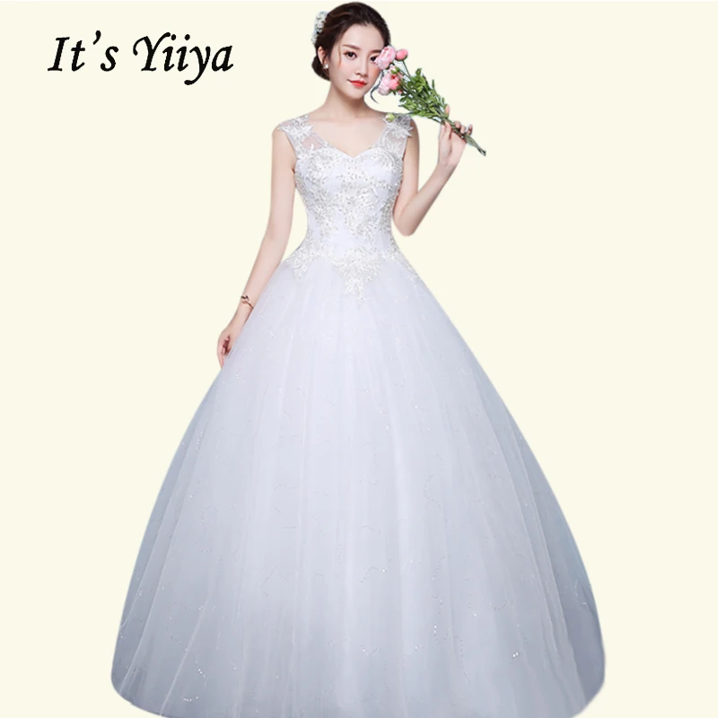 

Женское свадебное платье в стиле бохо It's Yiiya BR712, элегантное фатиновое платье без рукавов с v-образным вырезом, Длинные свадебные халаты, круж...