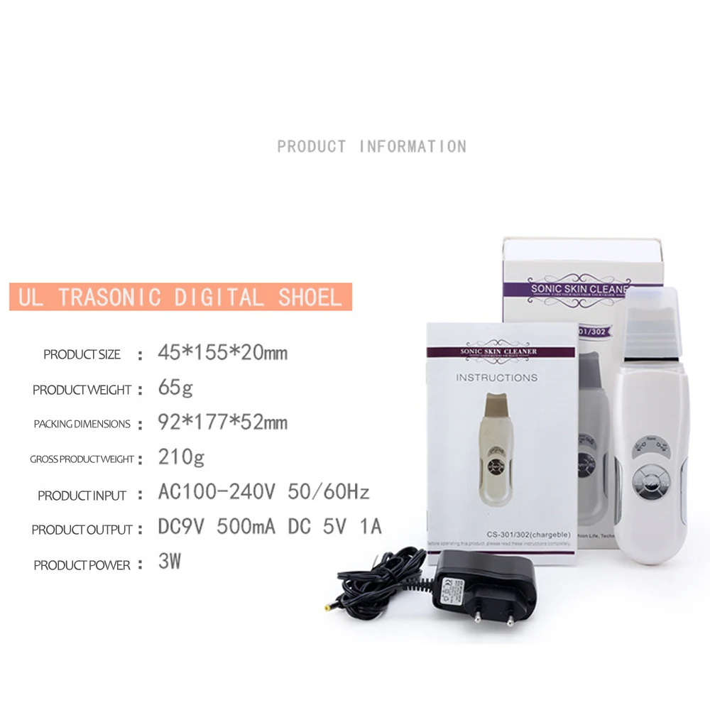 Профессиональная Ультразвуковая чистка лица скруббер машинка для массажа анион