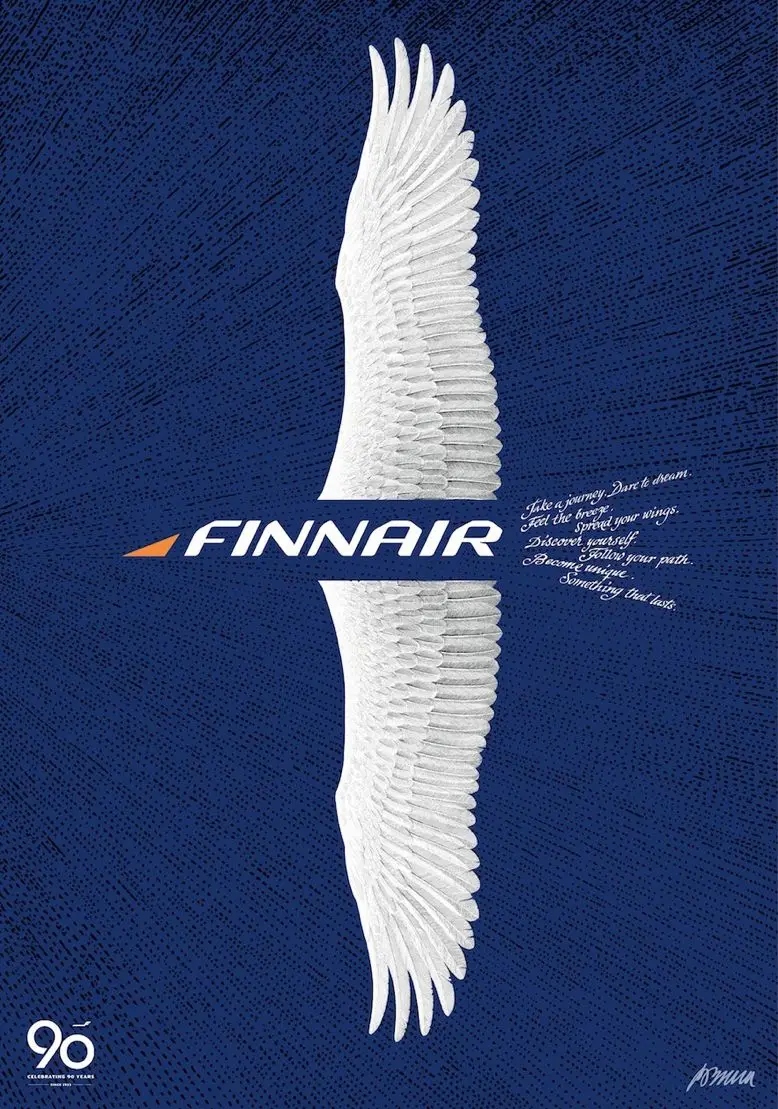 Красный Ретро путешествия плакаты Finnair финская авиакомпания холст живопись старинный крафт детский плакат классические настенные художественные наклейки для детской - Цвет: Красный