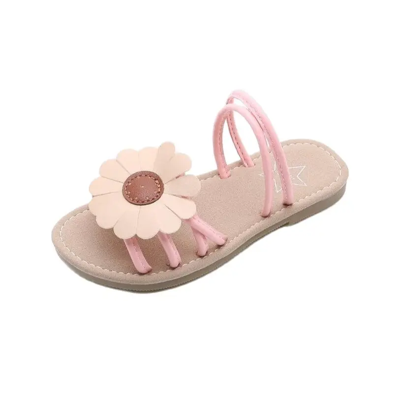 Шлепанцы для девочек дышащие сандалии пляжа с мягкой подошвой открытым носком