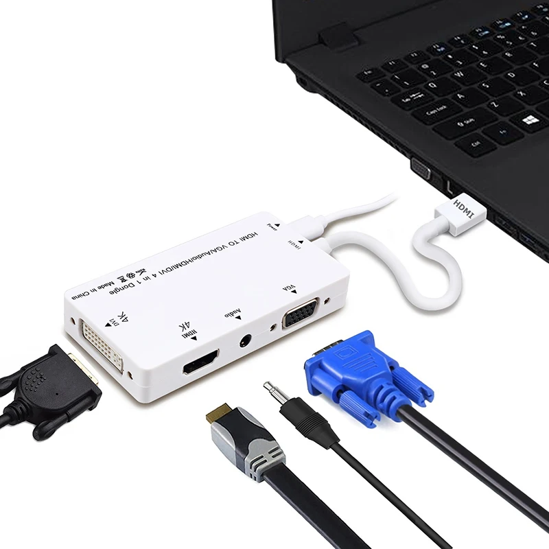 HDMI к VGA DVI адаптер 3-в-1 Многофункциональный Аудио USB конвертер для компьютера ПК