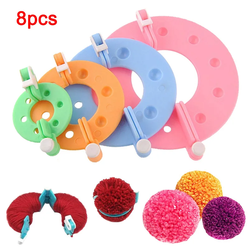 

8 Pcs Pompom Maker Kit Knitting Crafts Different Sizes Plush Ball Making Tool EIG88