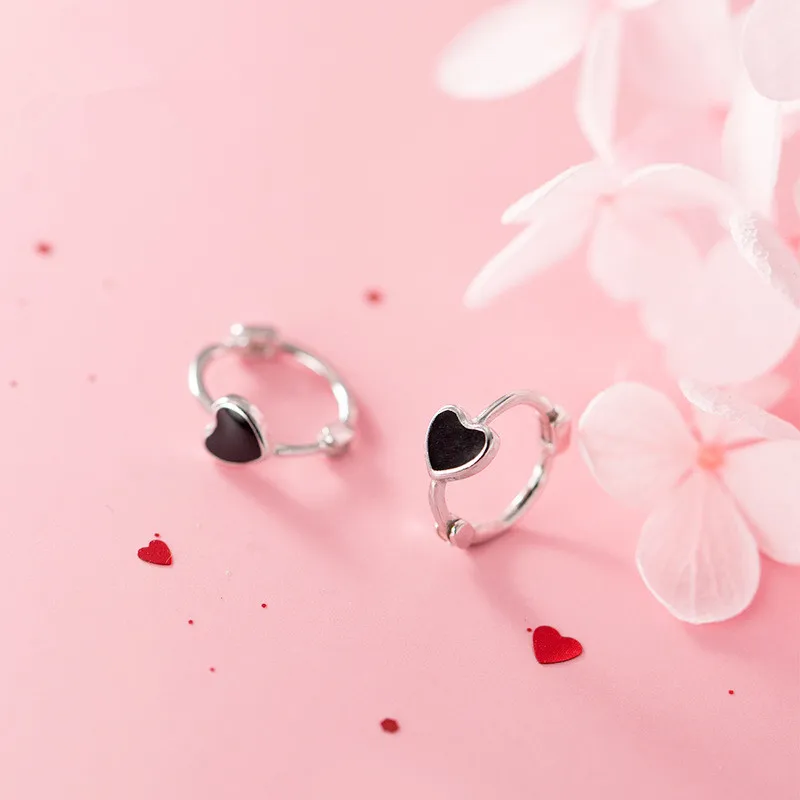 Серьги-Обручи женские из серебра 100% пробы с эмалью черного цвета | Украшения и