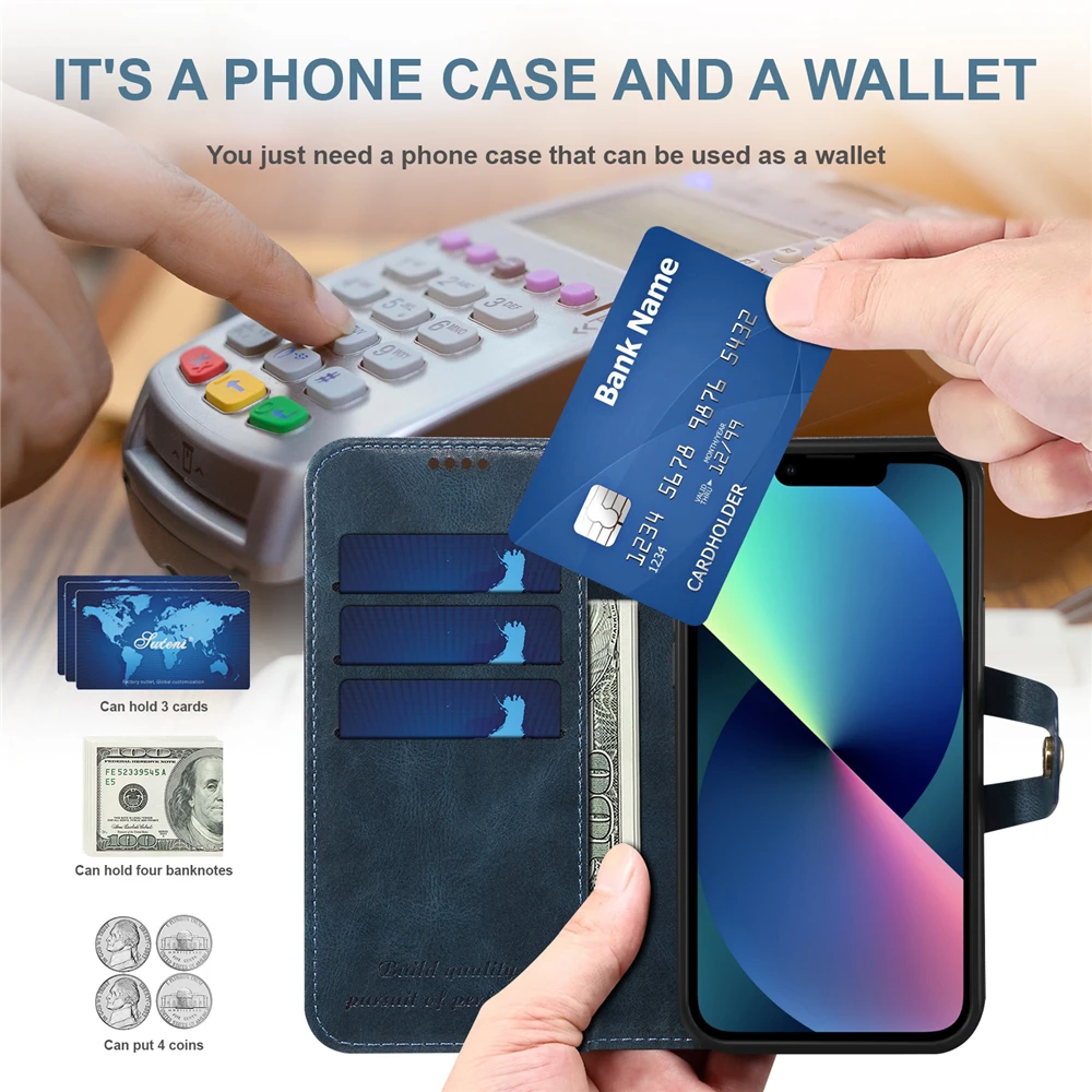 

Роскошный кожаный чехол-кошелек с отделением для карт для iPhone 13 Pro Max 12 Mini, ударопрочный чехол с подставкой для телефона, оболочка, чехлы