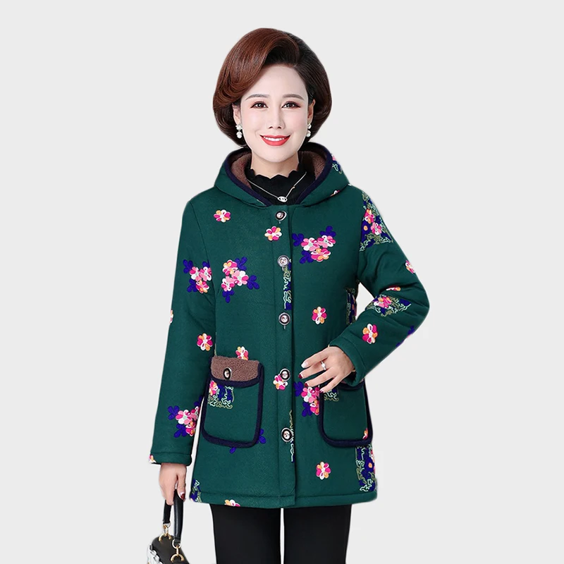 Top selling product in 2022 Cotton Jacket Women Loose size Winter Warm cotton clothing Fleece Warm coat thick Floral Print 221