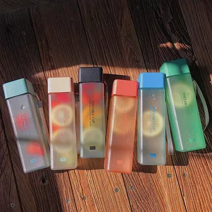 Спортивная бутылка для воды, милая квадратная матовая прозрачная бутылка для молока, посуда для напитков на открытом воздухе, для скалолазания, туризма, кемпинга