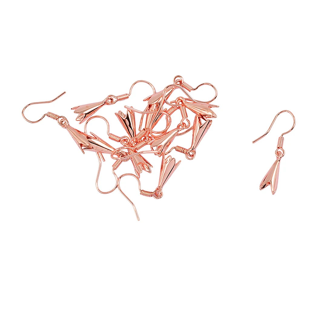 

10pcs Rose Gold Plated Brass Flower Cup Earrings Hooks DIY Jewelry Findings