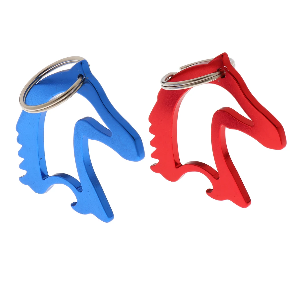 

Aluminum Alloy Horse Head Pattern Beer Bottle Opener with Key Ring Keychain Bag Pendent Blue/Red