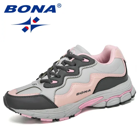 Bona noví návrháři Ženy Akce Kožená běžecká obuv dámské boty boty síťové atletické boty Sneakers Ženy Zapatos de Muje Comfy