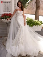 elegant strapless embroidery appliques tulle mermaid wedding dress high end sleeveless chapel train lace up back bridal gown