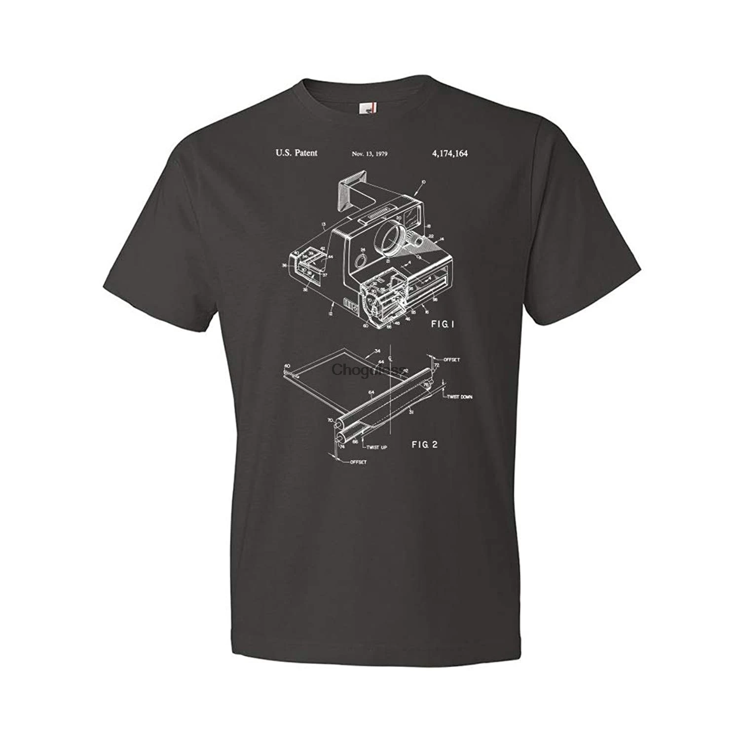 

Patent Earth OneStep Camera T-Shirt Retro Camera Photographer Gift Photojournalist Gift