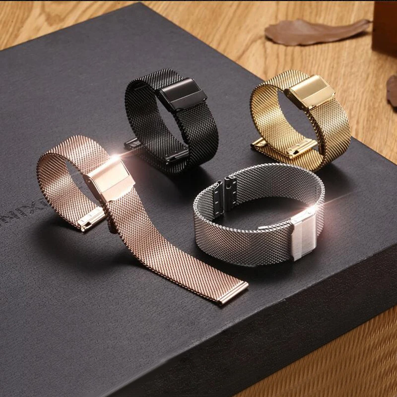 Stainless Steel Strap 14mm 16mm 18mm 19mm 20mm 22mm Watchband For DW Fossil Huawei Samsung Armani Milanese Metal Wristband | Наручные