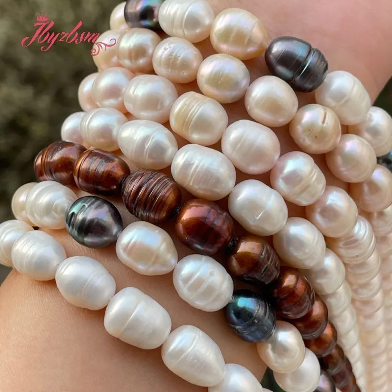 8x10-9x11mm Oval Natural Freshwater Pearl Loose Bead for DIY Women Classical Necklace Bracelet Earrings Rings Jewelry Making 15