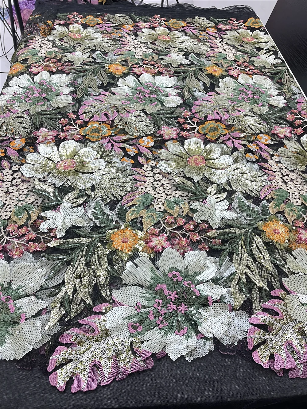 

NI.AI красочные пайетки вышивка африканская сетка кружева ткани Французский тюль кружева ткань для нигерийского сетчатого кружева 4107B