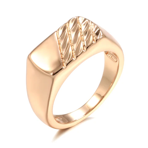Модное глянцевое мужское кольцо Kinel, простое квадратное кольцо цвета розового золота 585 пробы для женщин, высококачественные ювелирные украшения на каждый день