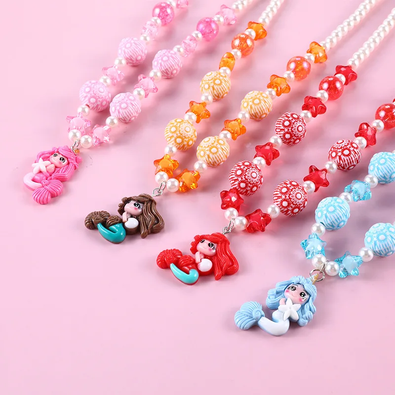 

Makersland Children Jewelry Sweet Princess Pendant Beads Necklace Star Bracelets Kids Gifts Cute Beaded Necklaces Wholesale NEW