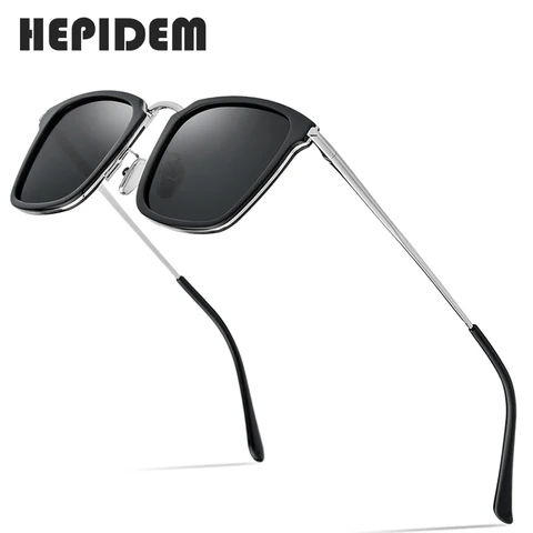 HEPIDEM Солнцезащитные очки с ацетатными линзами для мужчин и женщин, поляризационные брендовые дизайнерские квадратные солнечные очки высокой плотности, 9125
