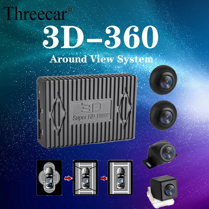2020 Автомобильный видеорегистратор HD 3D 360 система объемного вида для вождения с