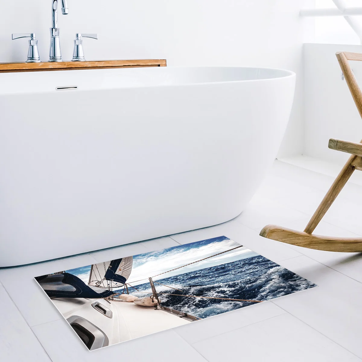 Парусник отплыл на волнах аксессуары для ванной комнаты дверной коврик | Дом и